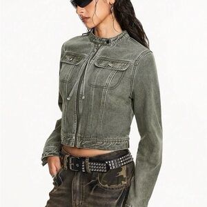 Women's green Denim Jacket